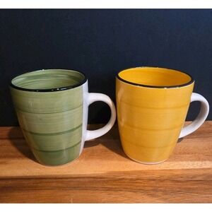 Gibson Home Swirl Coffee Mug Set Of 2 Green & Yellow